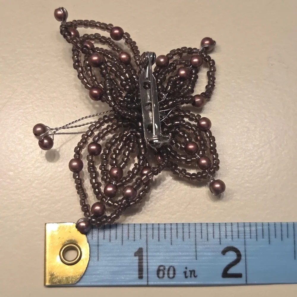 Vintage Beaded Butterfly Brooch Pin Iridescent Purple Women‎ Fairy Whimsigoth